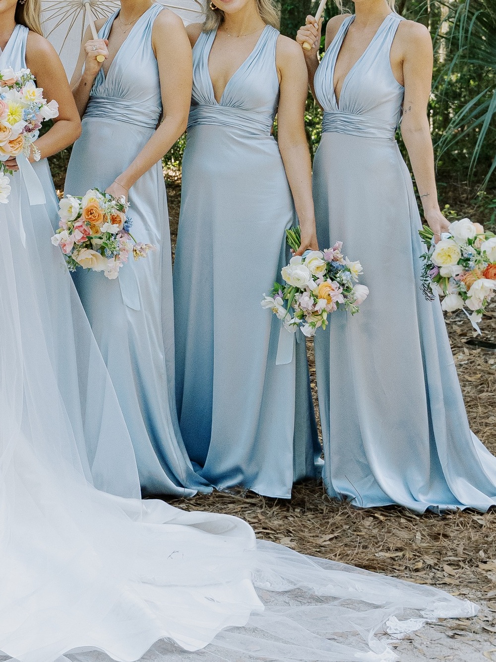 Revelry Dylan Satin Dress in Sky Blue - Picture 1 of 4